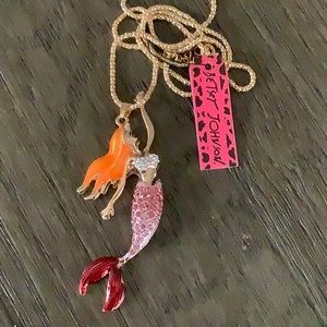 Mermaid enamel crystals moveable body necklace